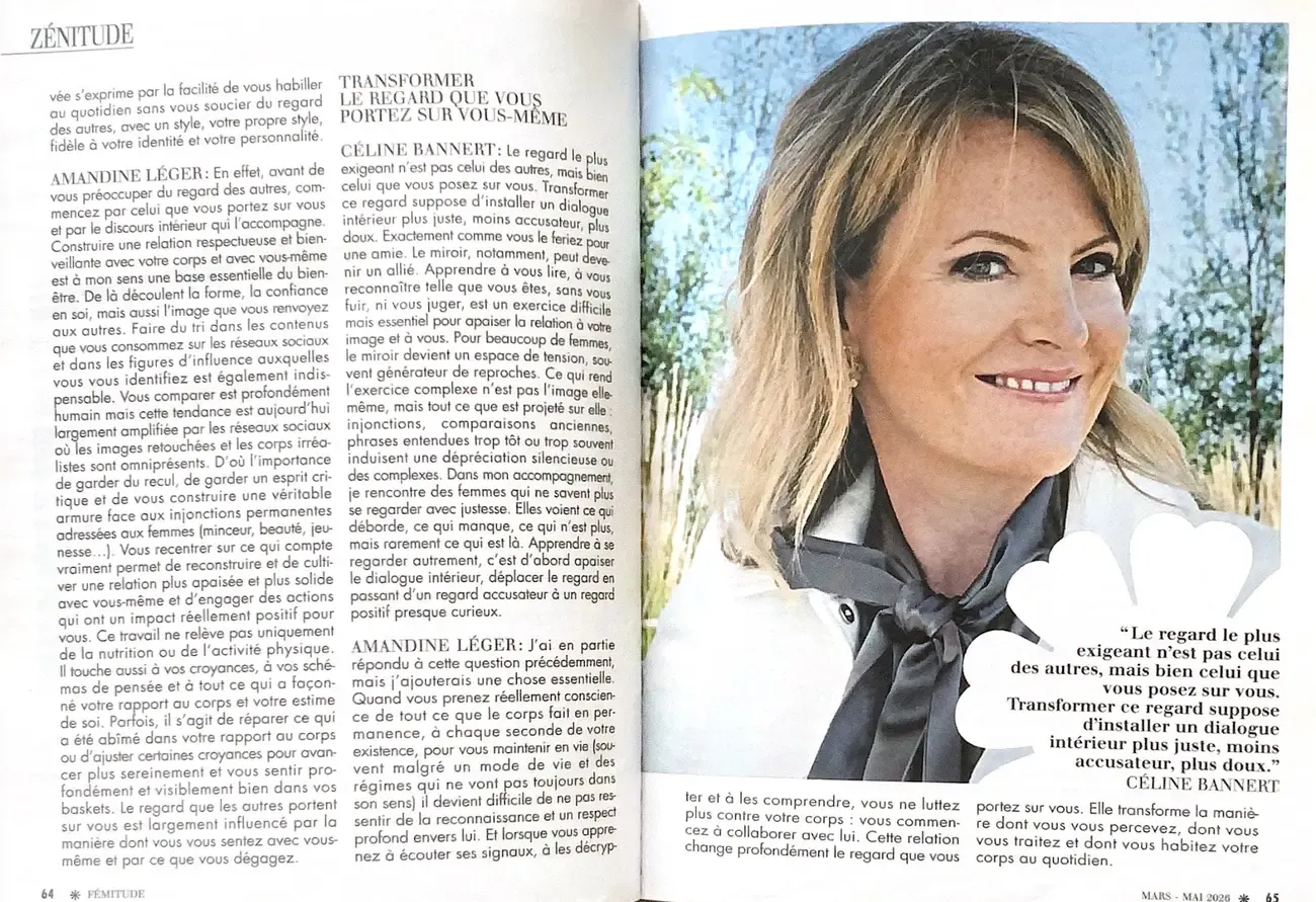 Double page du magazine Fémitude n°79 consacrée à Céline Bannert