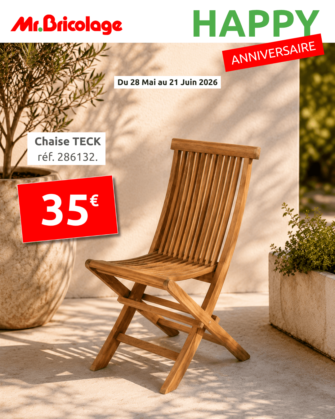 Chaise en teck — 35€