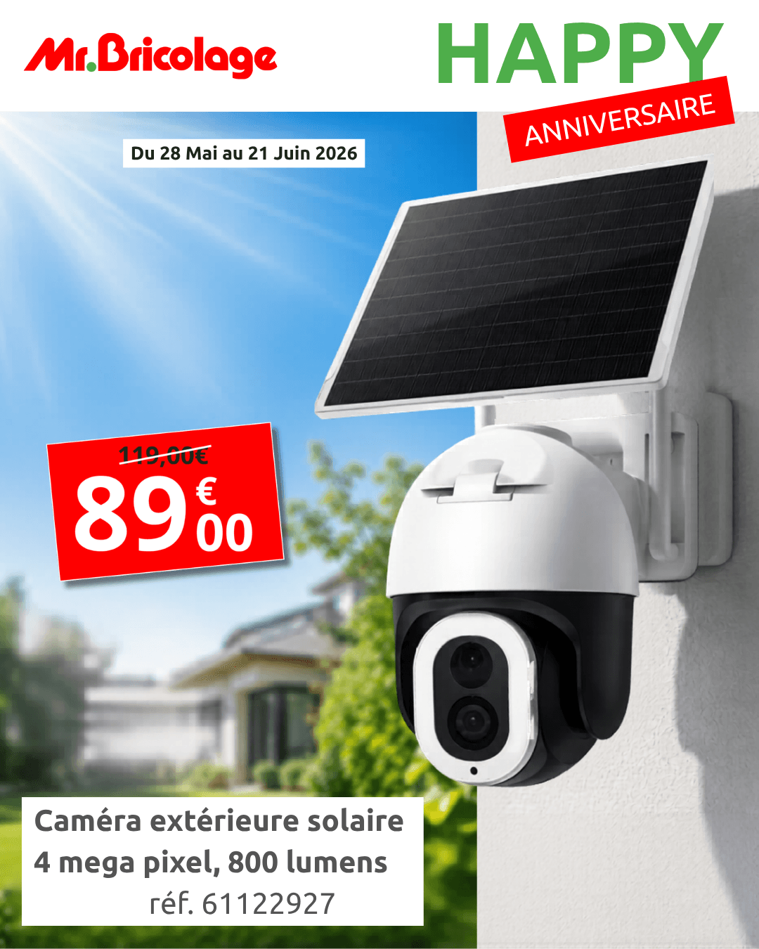 Caméra extérieure solaire 4 MP — 89€