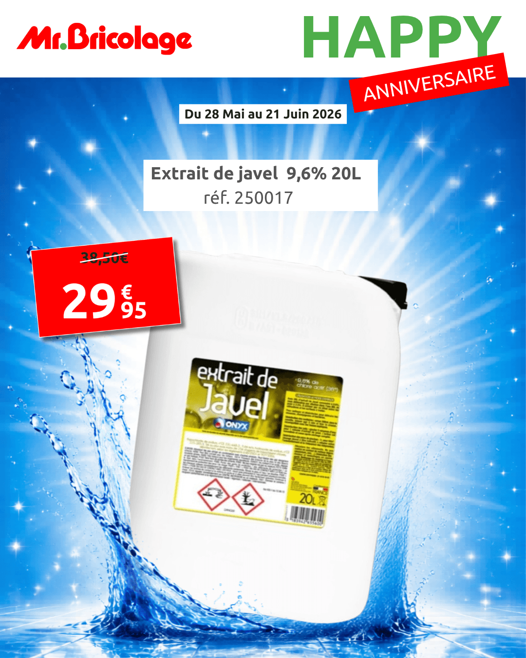 Extrait de javel 9,6% 20 L — 29,95€