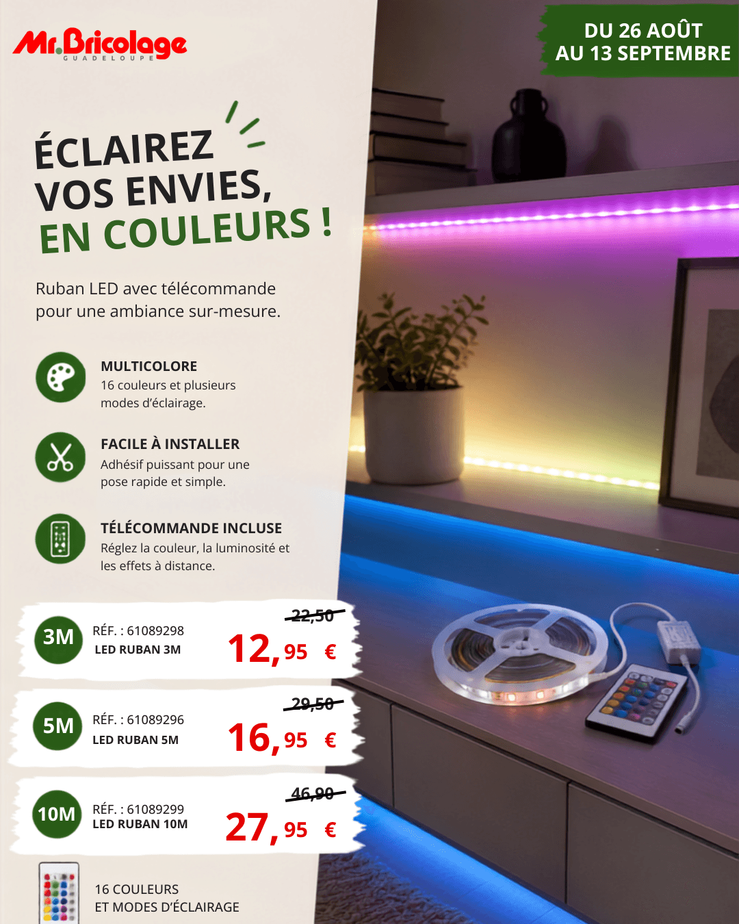 Ruban LED avec télécommande — dès 12,95€