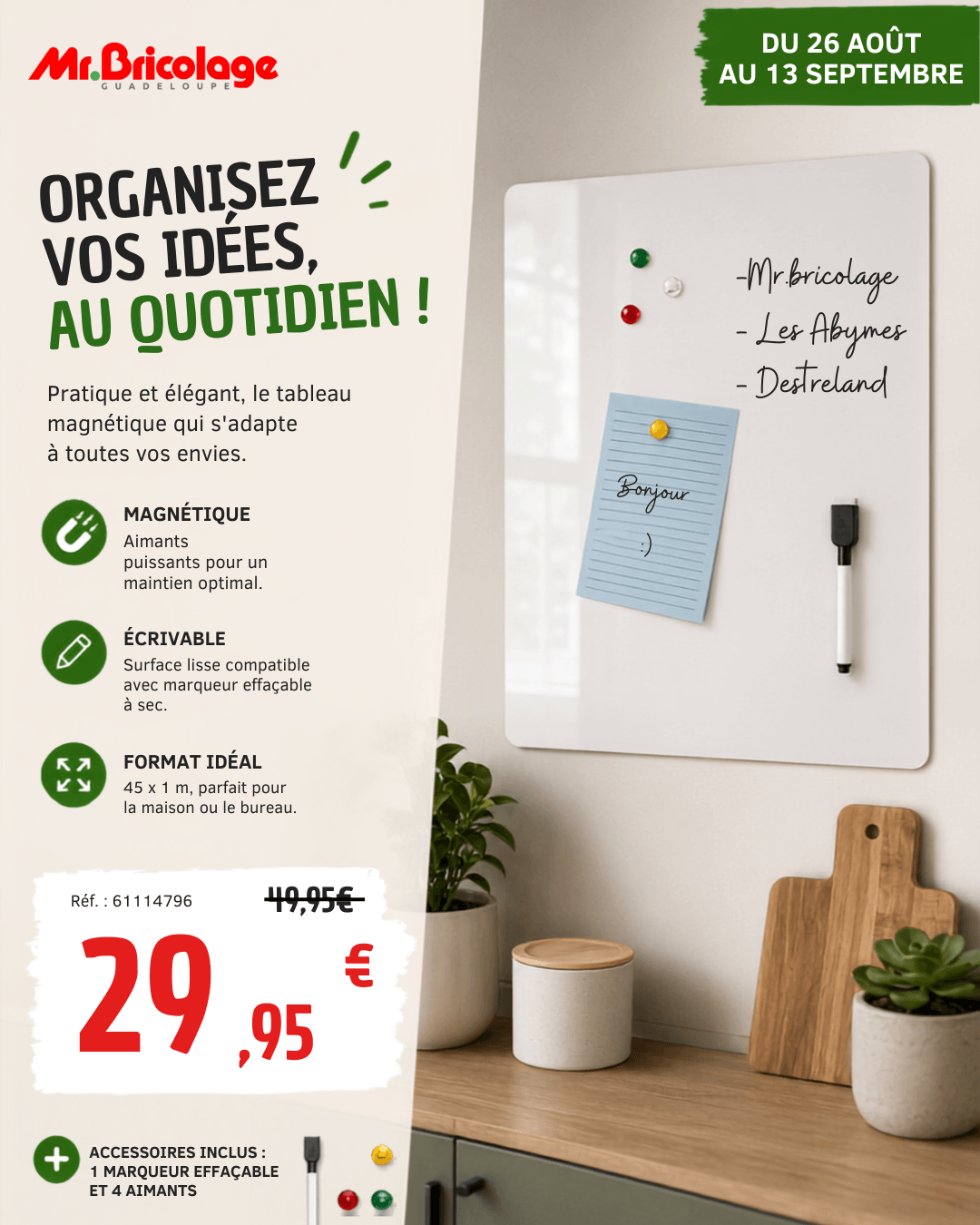 Tableau magnétique 45 x 100 cm — 29,95€