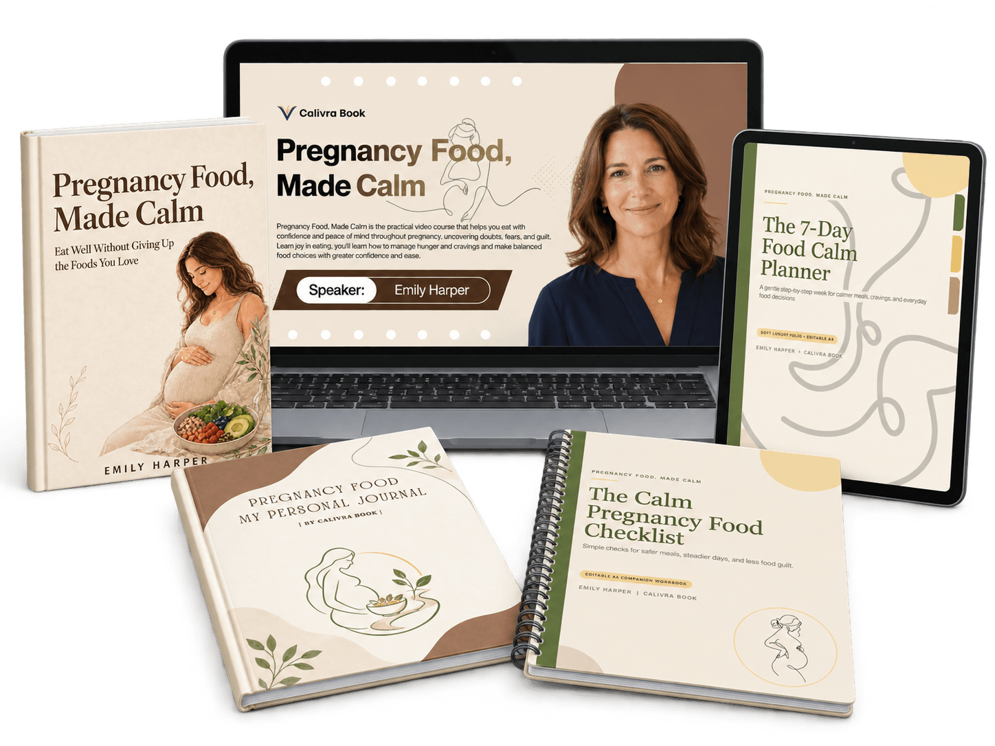 Pregnancy Food, Made Calm video course and four included digital bonuses