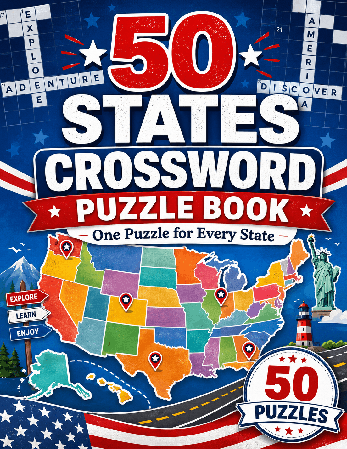 50 States Crossword Puzzle Book cover