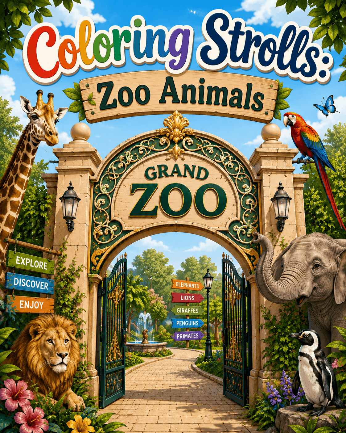 Coloring Strolls Zoo Animals cover