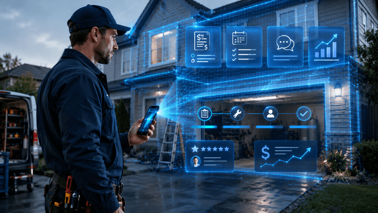 HVAC technician using AI diagnostic app