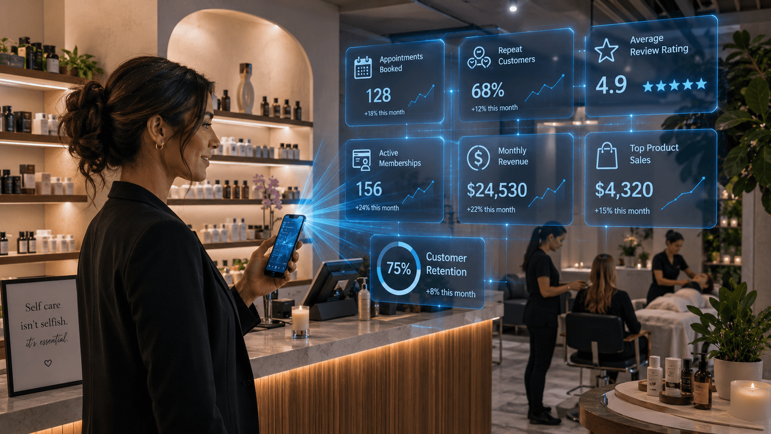 Retail, wellness, and personal services business using a business scan app