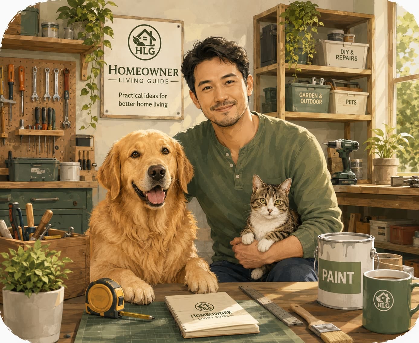 Homeowner Living Guide DIY workspace with pets