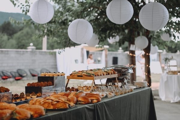 Professional catering service setup