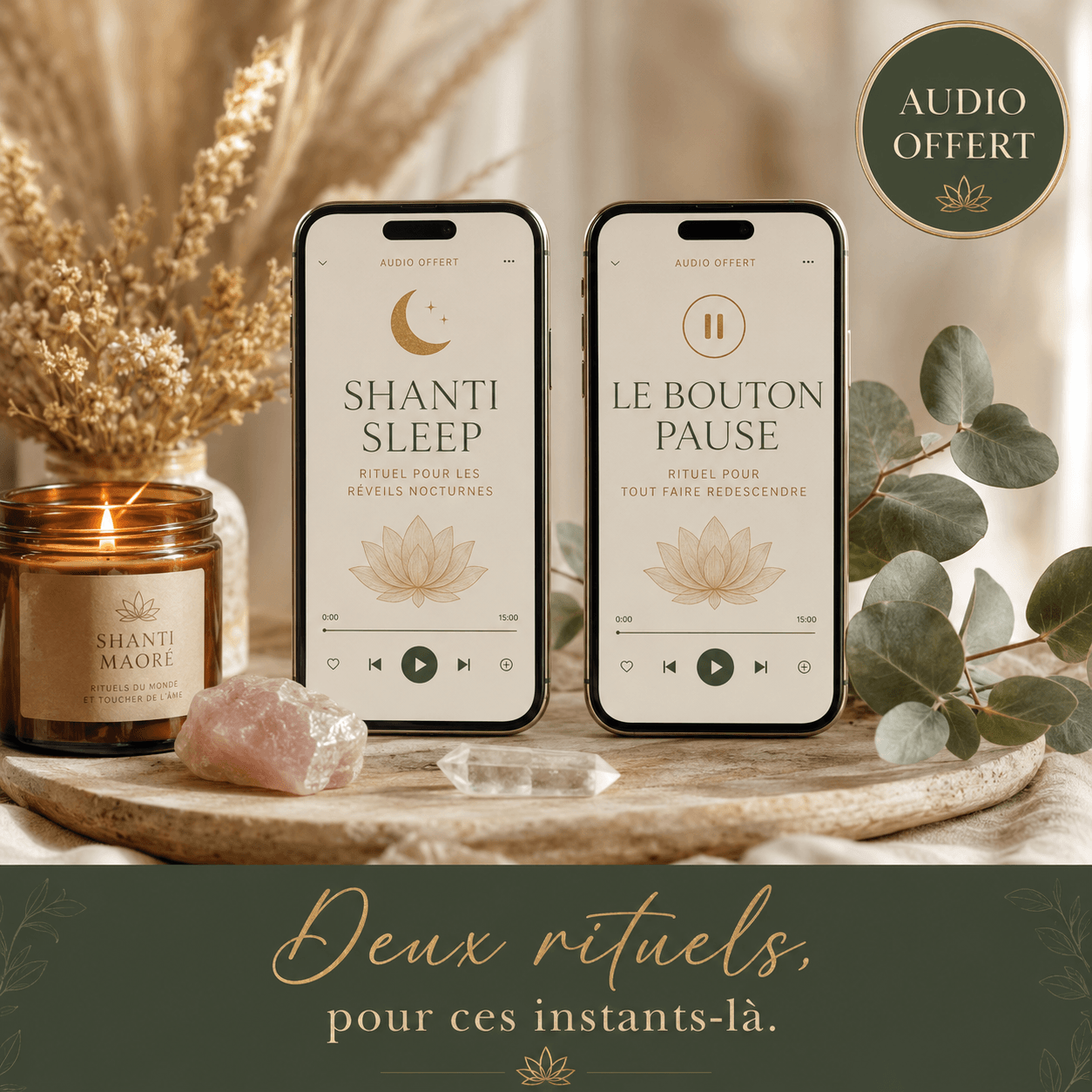 Shanti Sleep et Le Bouton Pause — Deux rituels offerts