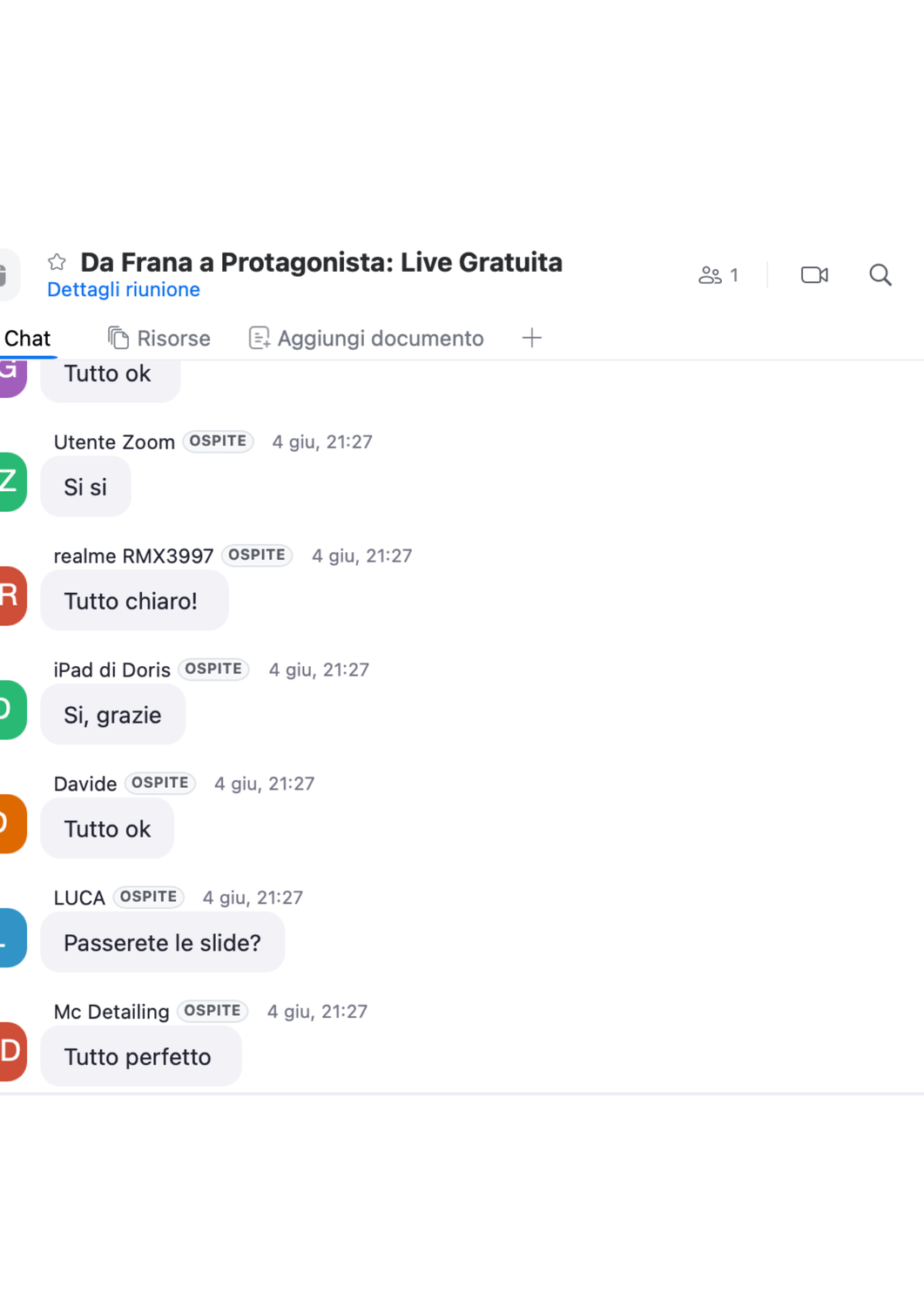 Chat live 4 giugno