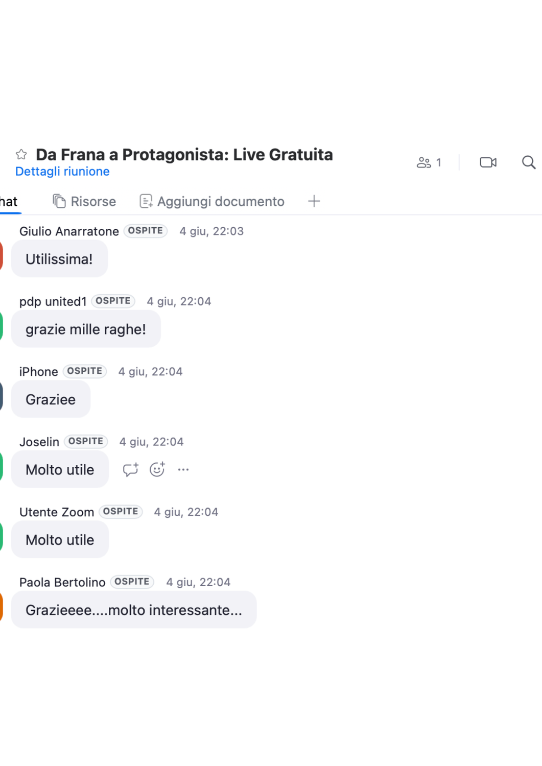 Chat live 4 giugno