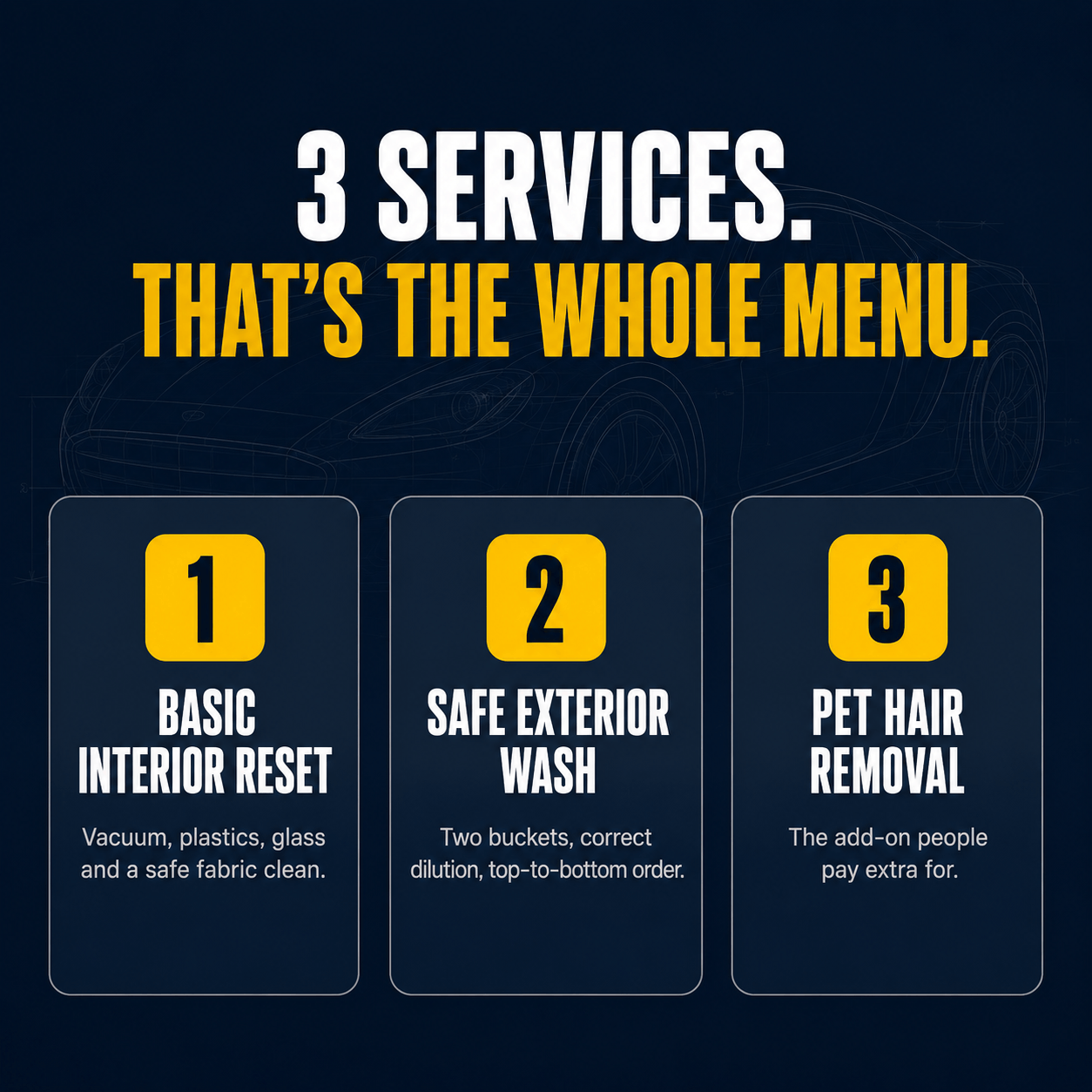 The three beginner-safe services included in the kit
