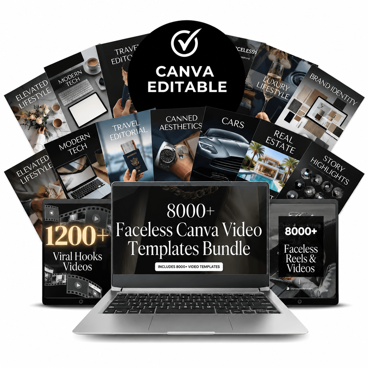 Faceless video template bundle mockup