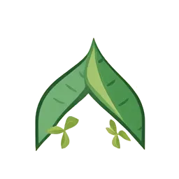 two overlapping leaf-like arcs forming an upward path