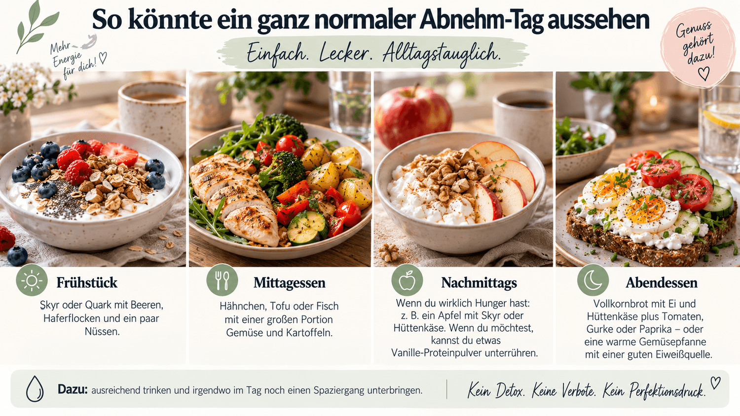 Beispiel für einen sättigenden Abnehm-Tag in den Wechseljahren