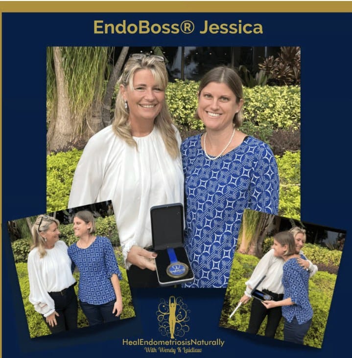 EndoBoss® Jessica with Wendy K Laidlaw, receiving her EndoBoss® medal.
