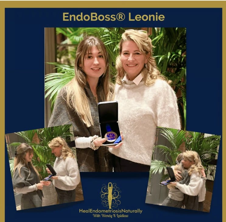 EndoBoss® Leonie with Wendy K Laidlaw, receiving her EndoBoss® medal.