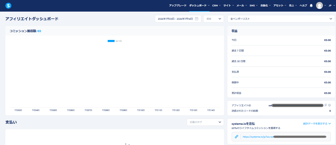 アフィリエイトダッシュボード全体