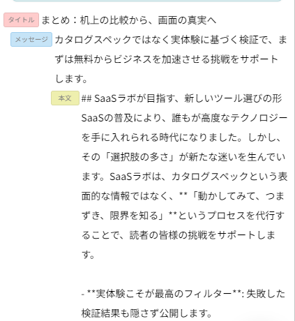 イルシルの読み上げ資料。タイトル・メッセージ・本文