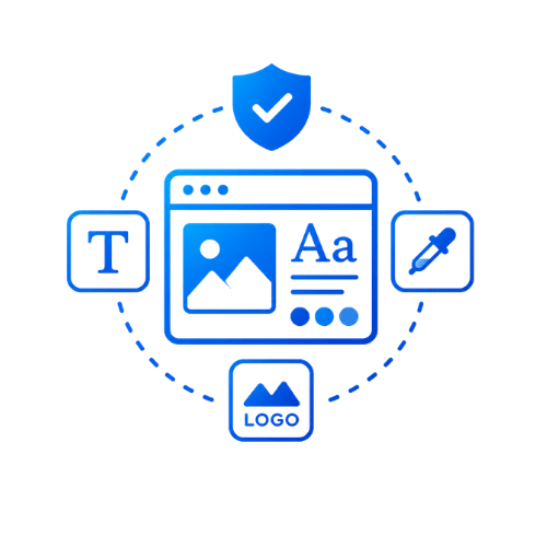 Brand consistency icon showing aligned social media posts