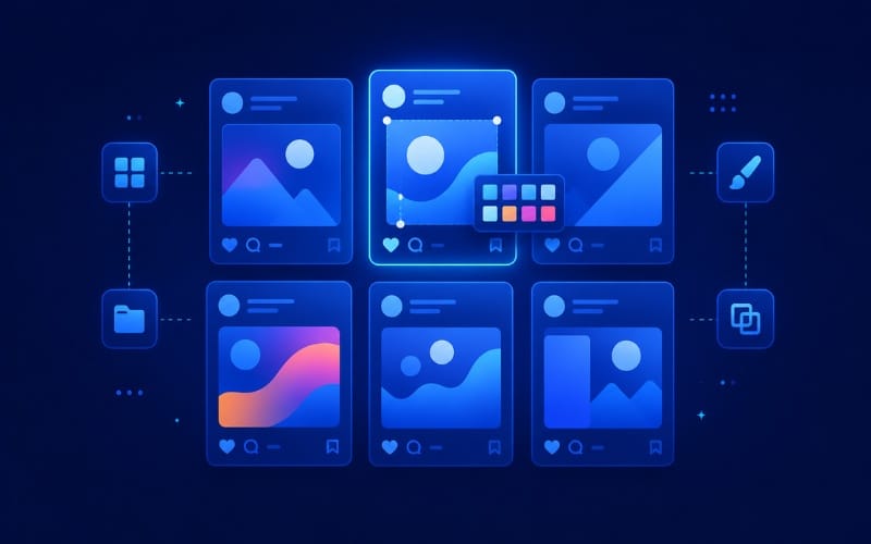 Editable Canva template system showing reusable social media post structure