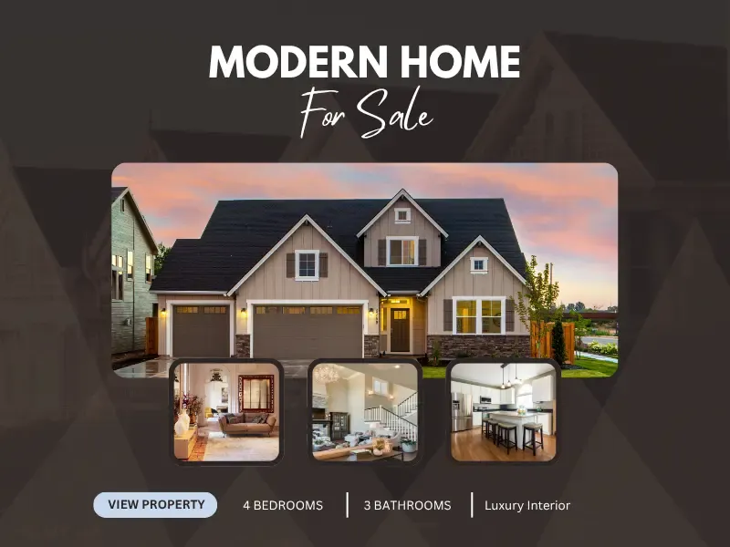 Canva social media template for showcasing a luxury property listing with modern real estate branding.