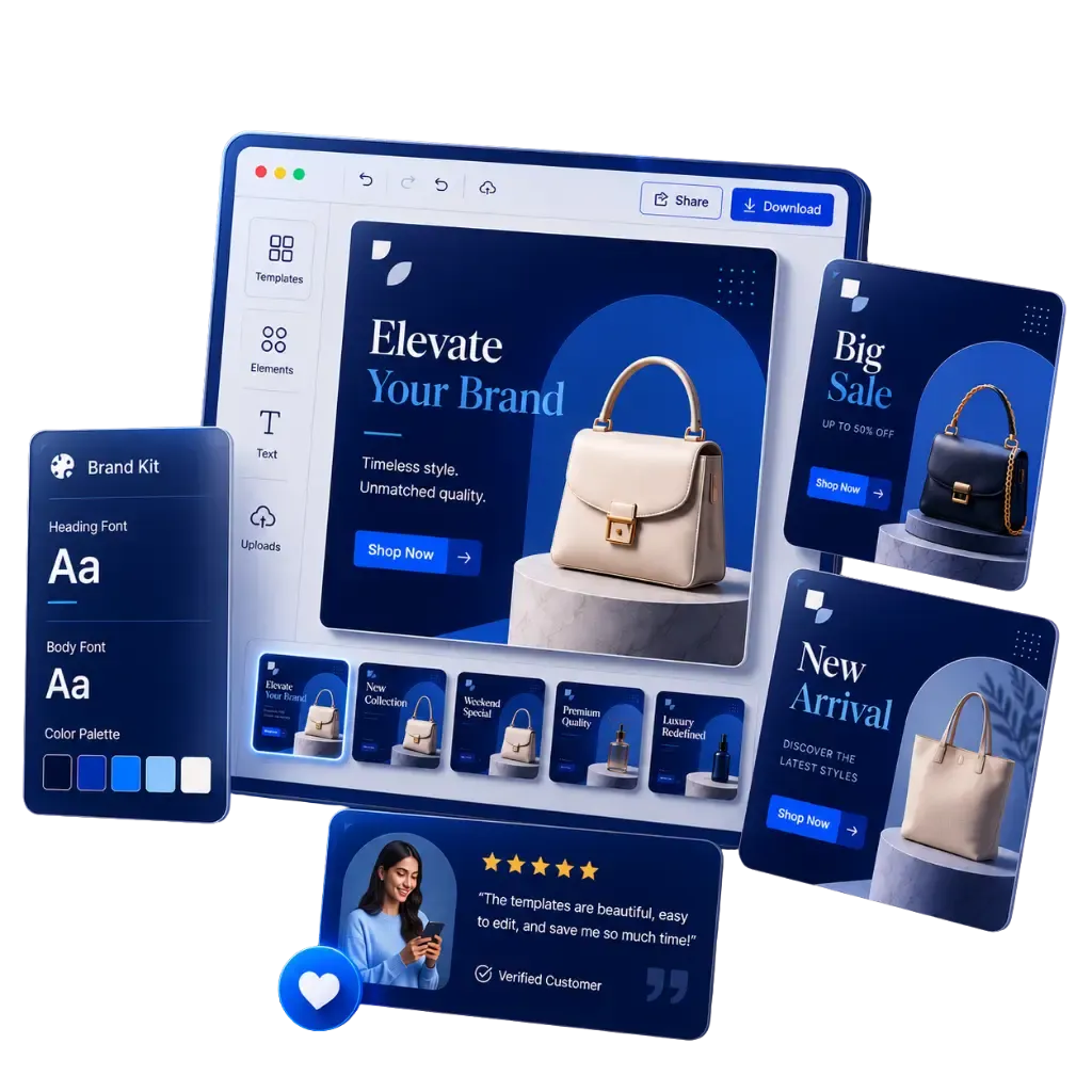 Custom Canva templates for brands displayed in an editable Instagram and Facebook design workspace