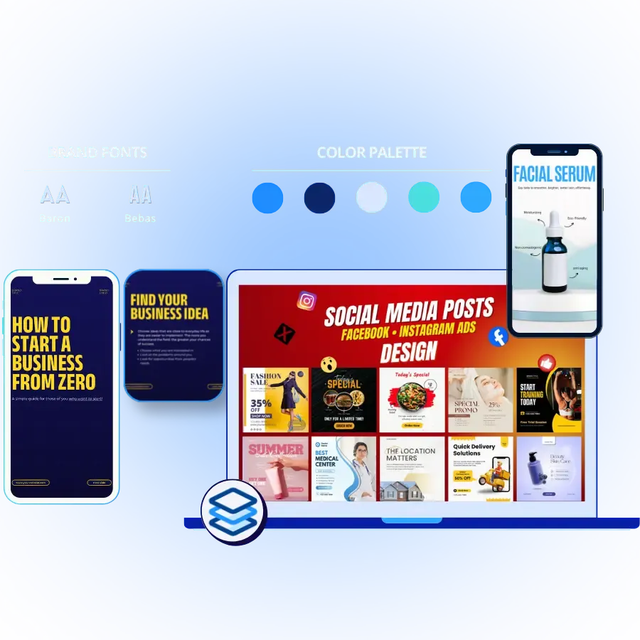 Custom Canva template design services featuring editable Instagram, Facebook and social media templates for business branding.