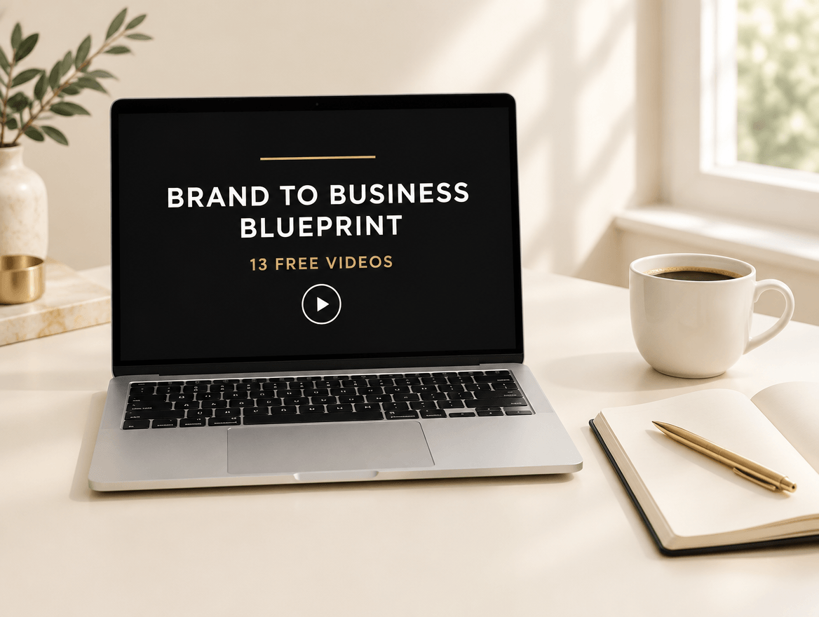 Brand to Business Blueprint free video course on a laptop