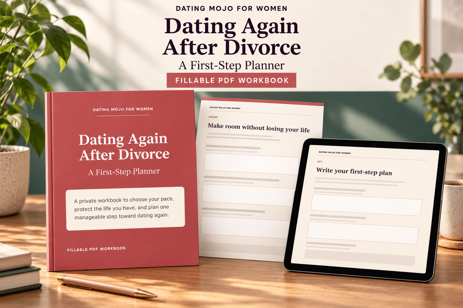 Dating Again After Divorce: A First-Step Planner workbook with sample fillable pages