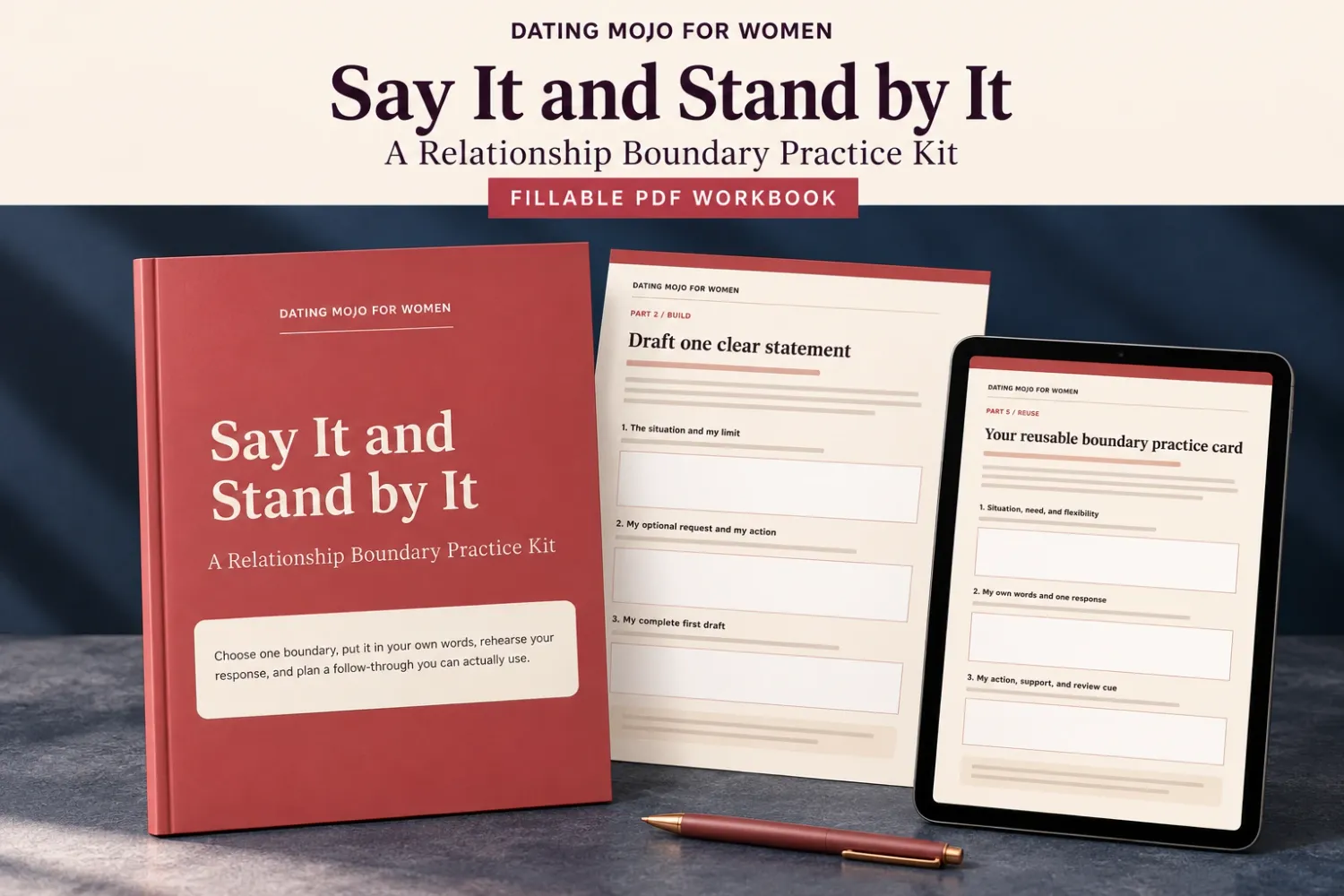 Say It and Stand By It: A Relationship Boundary Practice Kit, with sample workbook pages