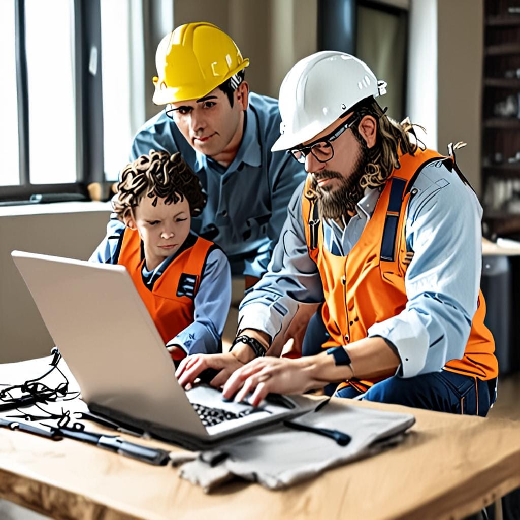 working dad laptop construction