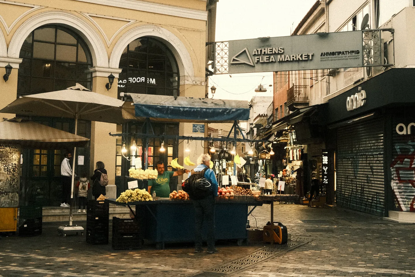 Monastiraki flea market street in central Athens