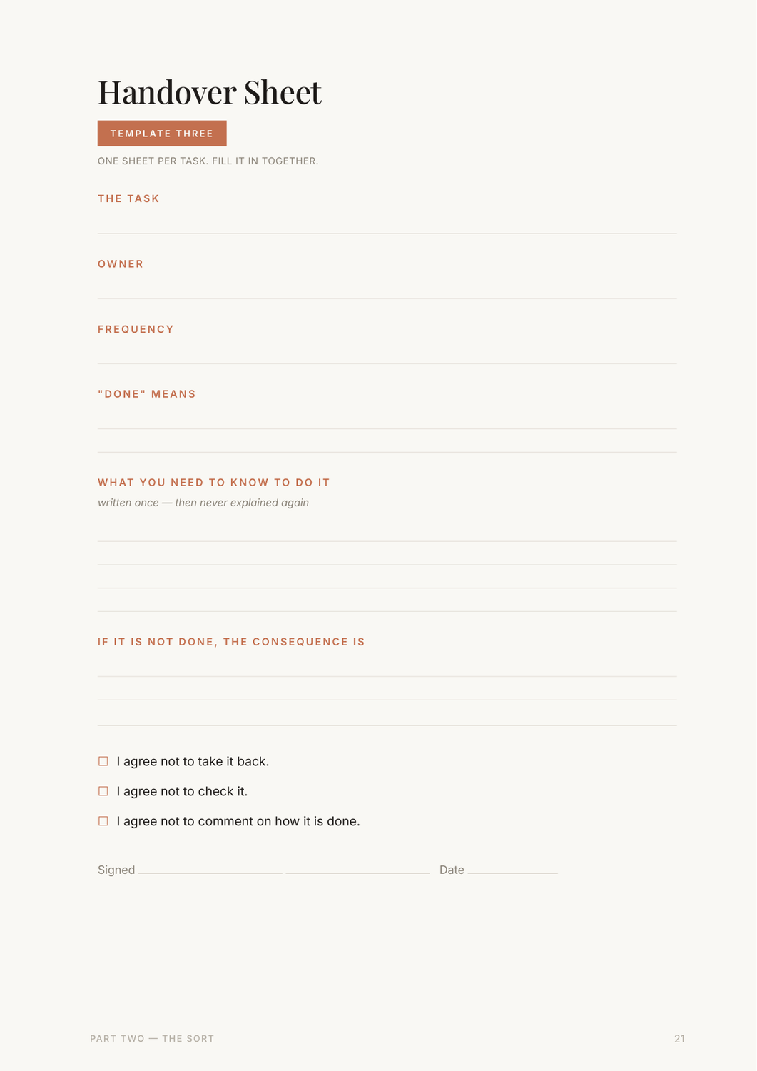 Household responsibility handover worksheet