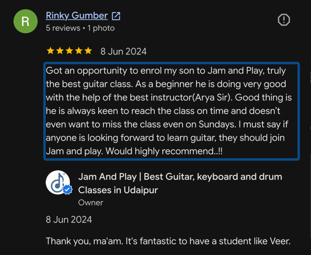 Jam And Play learner testimonial 2