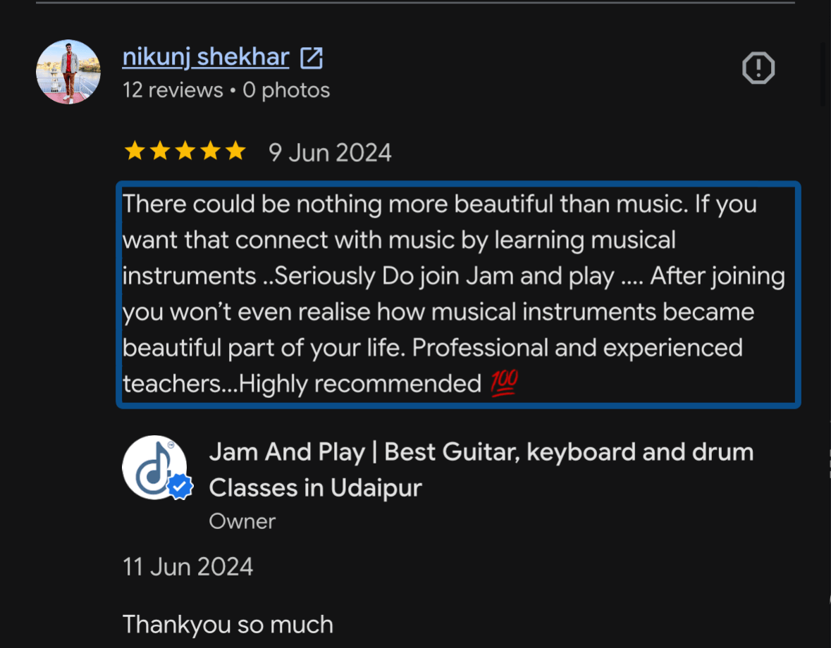 Jam And Play learner testimonial 3