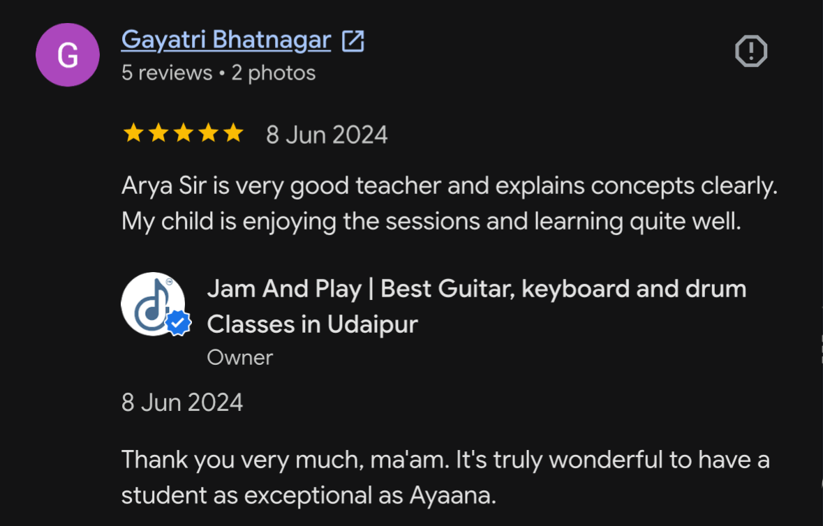 Jam And Play learner testimonial 5