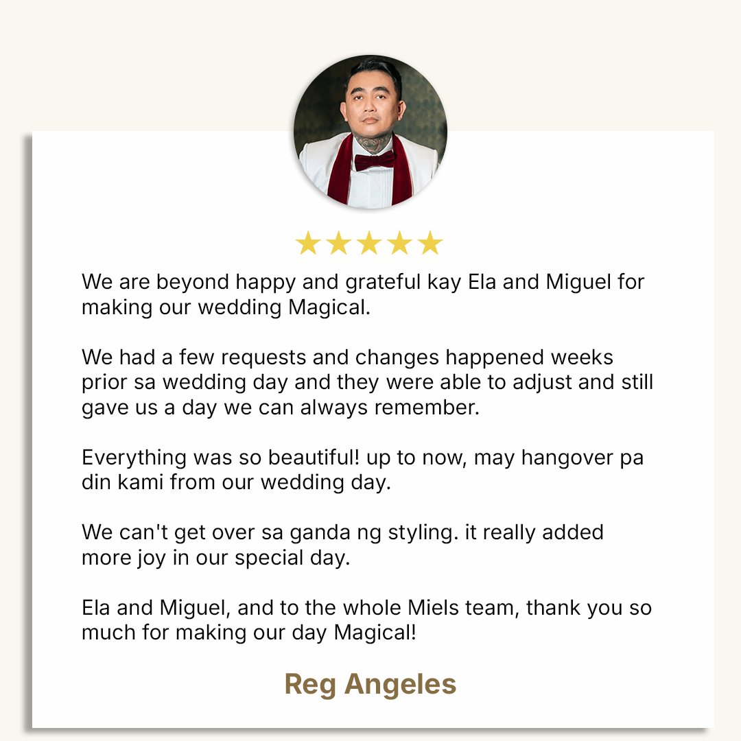 Client testimonial — Miels Event Styling