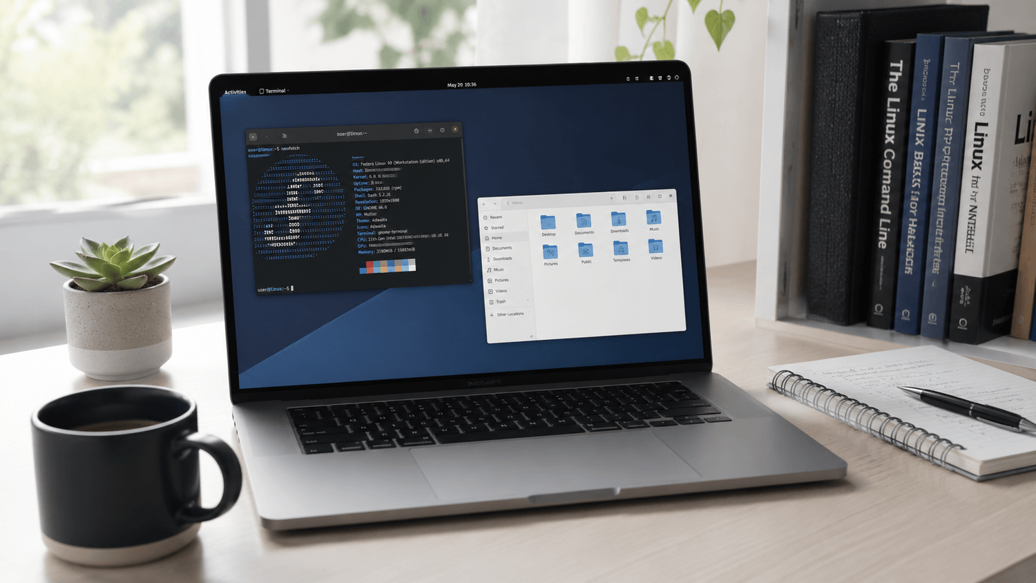 Modern Linux desktop workspace