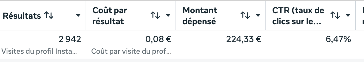 Résultats d'une campagne followers