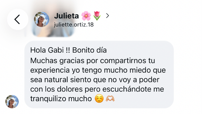 Mensaje de Julieta: le da tranquilidad escuchar a Gabriela hablar del parto