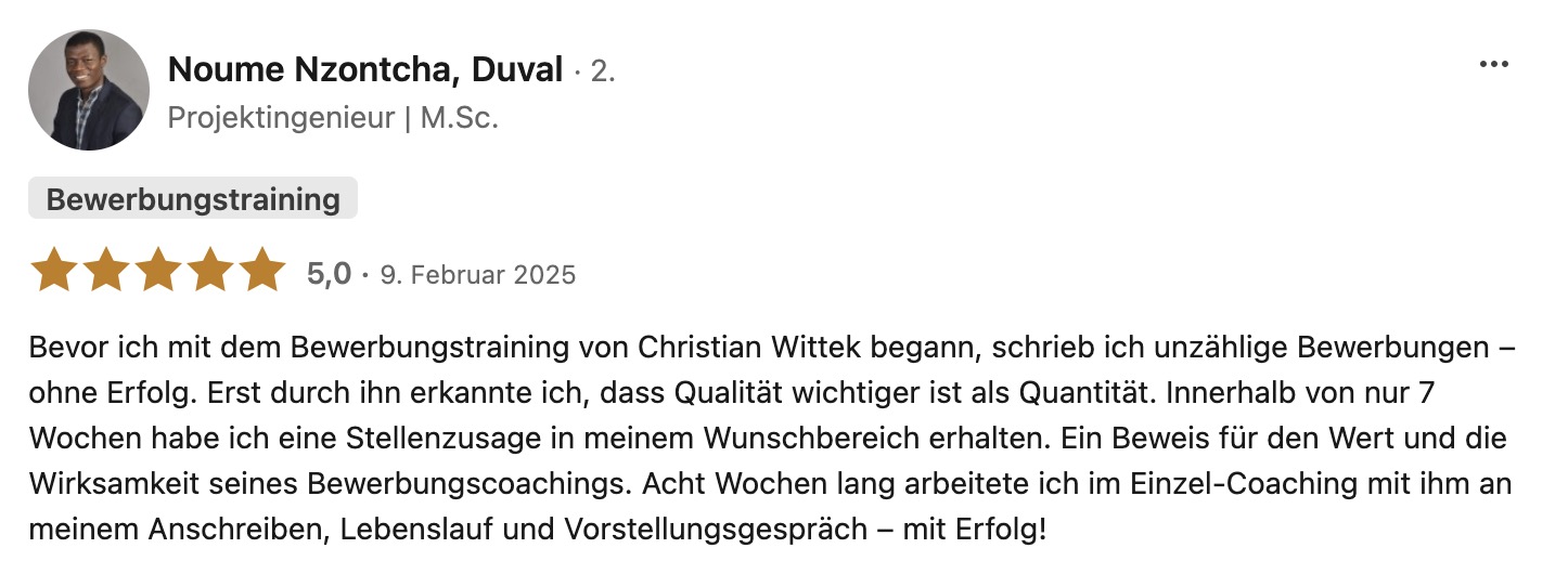 LinkedIn-Empfehlung-von-Christian-Wittek-Karrierecoaching