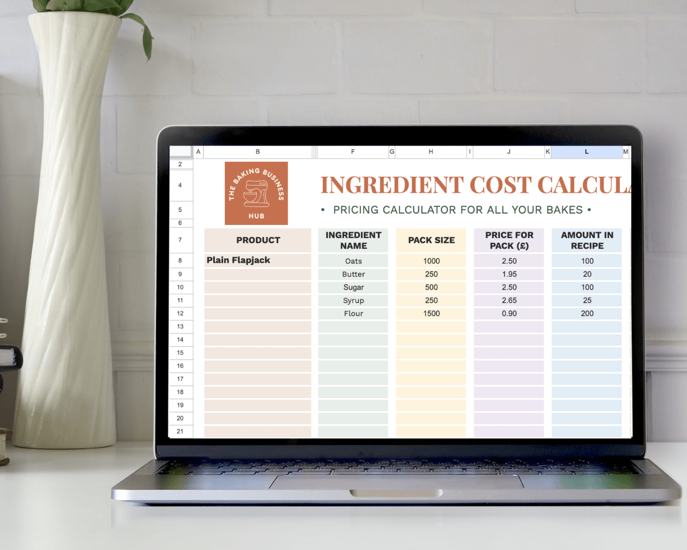 Ingredient Cost Calculator sheet