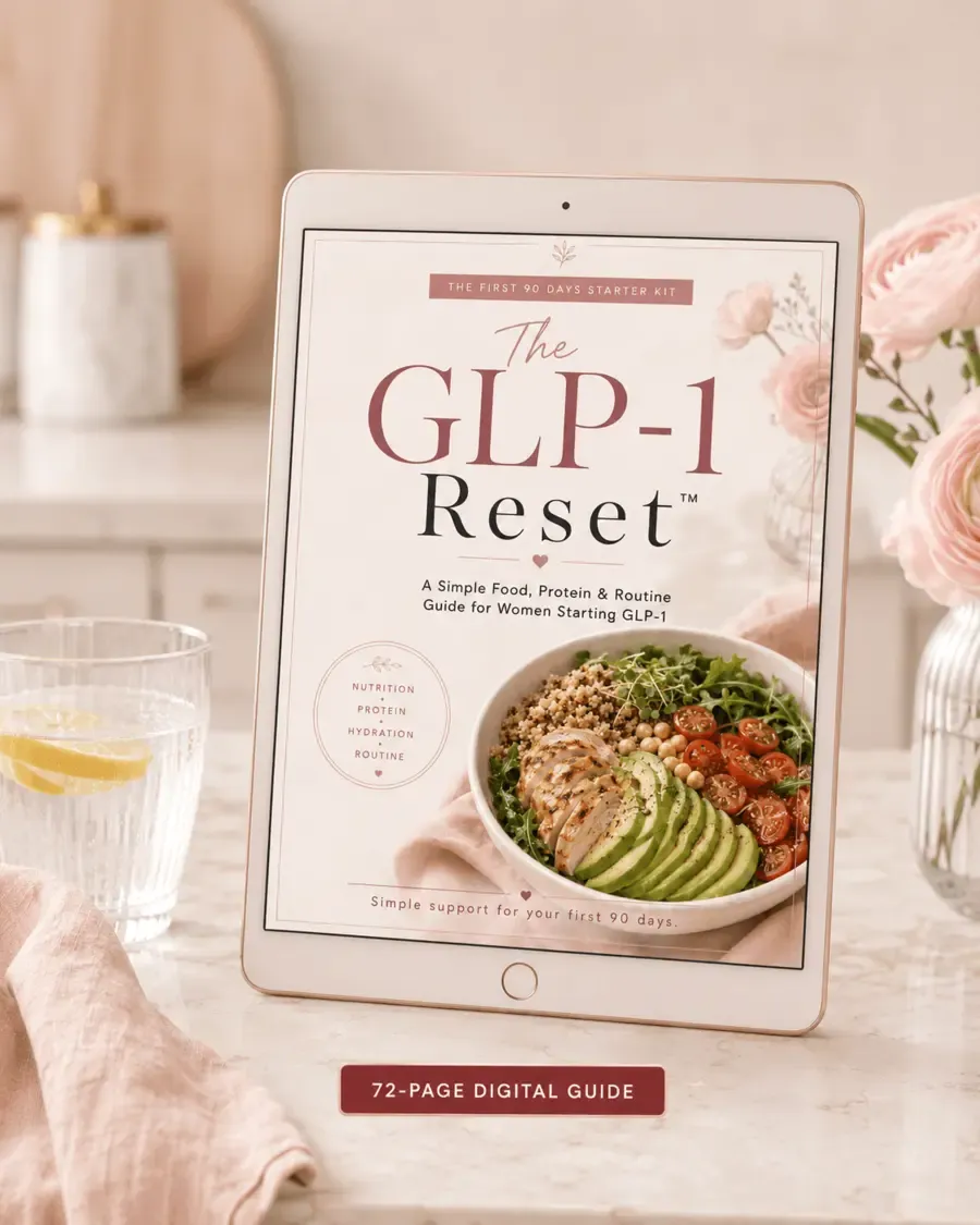 The GLP-1 Reset Starter Kit digital guide shown on a tablet
