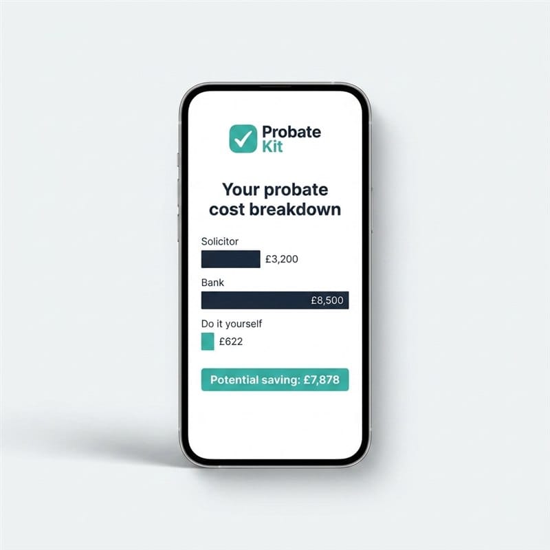 Your personalised probate cost breakdown on a phone
