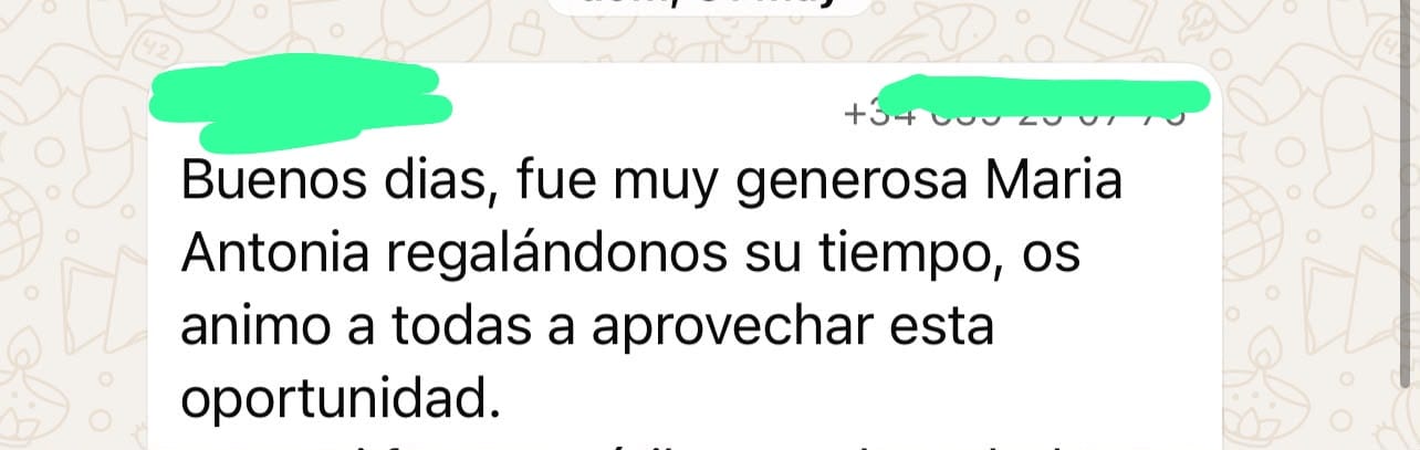 Testimonio de una participante de Allimentta