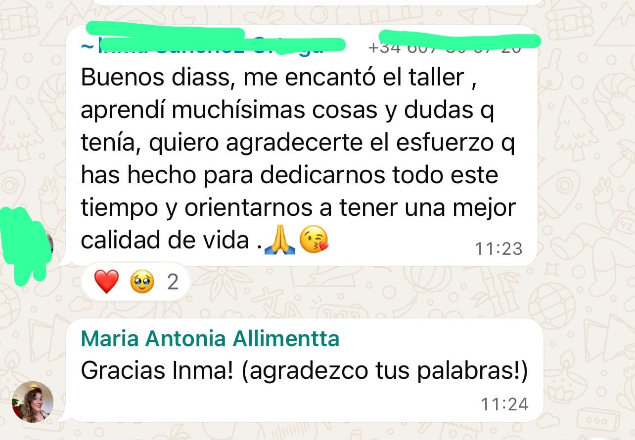 Testimonio de una participante de Allimentta