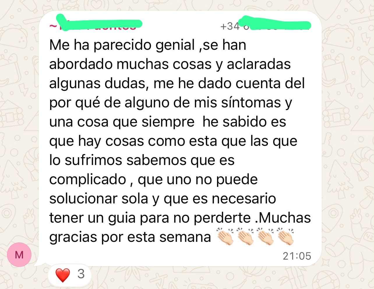 Testimonio de una participante de Allimentta