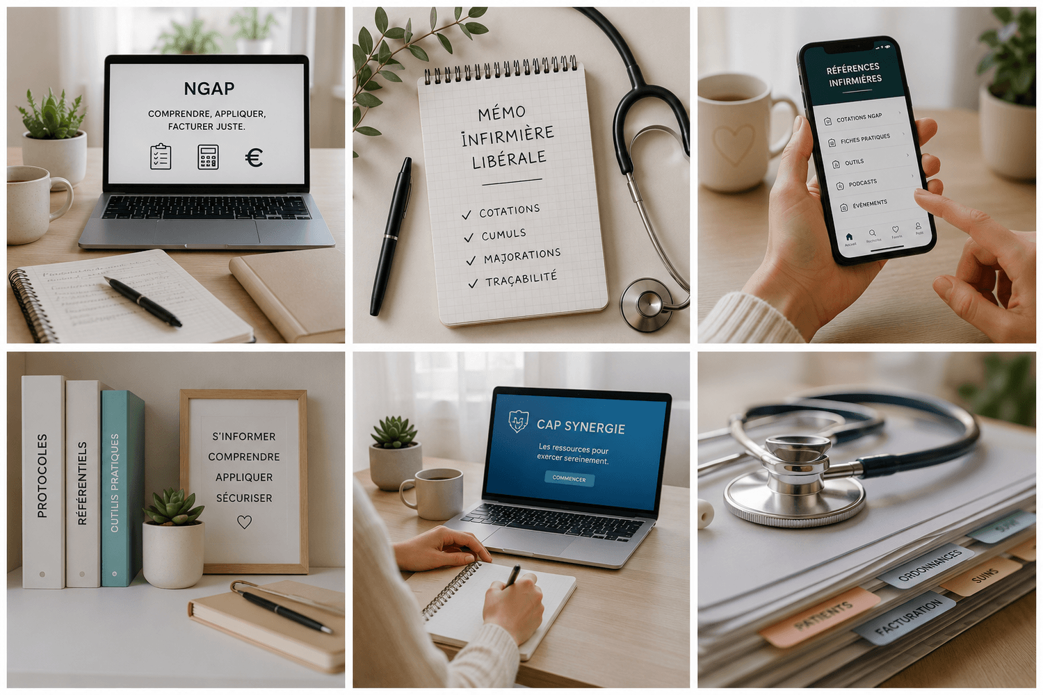 confident smiling nurse calm laptop invoices